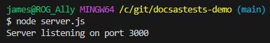Node server running